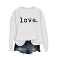 thumbnail image 1 of Turilly Women's Creweck Letter Printed Pullovers Solid Color Loose Fitting Long Sleeve Hoodless Sweatshirts, 1 of 5
