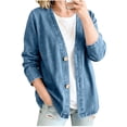 thumbnail image 1 of Turilly Women's Denim Coats Vintage Long-Sleeved Loose Fit Jean Button-Up Cardigan for Spring And Winter, 1 of 6