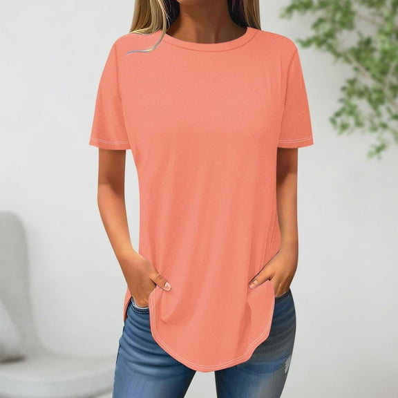Turilly Women's Fashion Sold Short Sleeves Blouse Round Neck Casual Tops