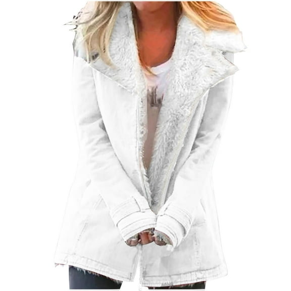 Turilly Women's Fashion Solid Color Lapel Coats Zipper Casual Long Sleeves with Pockets Cardigan Coat Tops