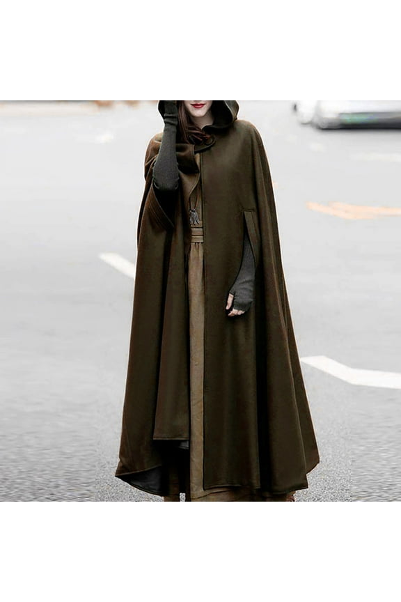 Women's Fashion Top Hooded Outwear Hooded Cloak Coat Long Sleeve Coat Parkas