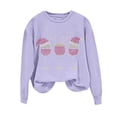thumbnail image 1 of Turilly Women's Fashionable Loose Casual Christmas Wine Glass Printed Hotfix Rhinestone Long Sleeved Sweatshirt Top, 1 of 5
