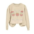 thumbnail image 1 of Turilly Women's Fashionable Loose Casual Christmas Wine Glass Printed Hotfix Rhinestone Long Sleeved Sweatshirt Top, 1 of 5