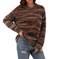 thumbnail image 1 of Turilly Women's Fuzzy Striped Sweater Crew Neck Long Sleeve Cozy Winter Top, 1 of 6