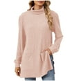 thumbnail image 1 of Turilly Women's Half High Neck Sweaters Long Sleeve Loose Split Pocket Women's Knitted Top, 1 of 5