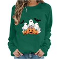 thumbnail image 1 of Turilly Women's Halloween Ghosts and Floral Pumpkins Graphic Crewneck Sweatshirt Long Sleeve Fall Holiday Pullover Top, 1 of 6