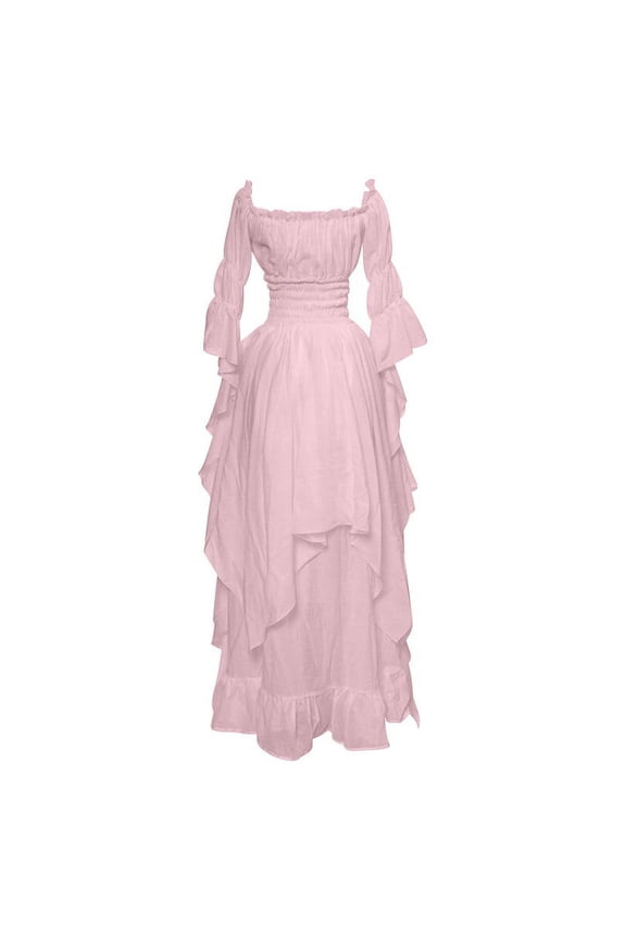 Women's Long Sleeve Neck Dress Floor Length Cosplay Dress Plus Size Dress