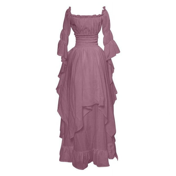 Turilly Women's Long Sleeve Neck Dress Floor Length Cosplay Dress Plus Size Dress