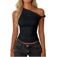 thumbnail image 1 of Turilly Women's One-Shoulder Asymmetrical Sleeveless Top with Pleated Detail And Ruching Tanks, 1 of 6