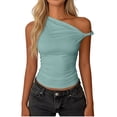 thumbnail image 1 of Turilly Women's One-Shoulder Asymmetrical Sleeveless Top with Pleated Detail And Ruching Tanks, 1 of 6