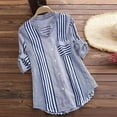 thumbnail image 1 of Turilly Women's Plus Size 3/4 Sleeve Striped Printed V-Neck Loose T-Shirt Top Blouse, 1 of 9