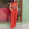 thumbnail image 1 of Turilly Women's Plus Size Clothes Clearance Women's Round Neck Sleeveless Shorts Top Widened Leg Pants Long Pants Se, 1 of 6