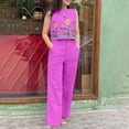 thumbnail image 1 of Turilly Women's Plus Size Clothes Clearance Women's Round Neck Sleeveless Shorts Top Widened Leg Pants Long Pants Se, 1 of 6