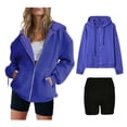 thumbnail image 1 of Turilly Women's Plus Size Clothes Women Casual Hooded Neck Long Sleeve Loose Regular Blouse Tops and Shorts Set, 1 of 8