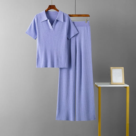 Turilly Women's Plus Size Clothes Women Summer Pants Printing Short Sleeved Shirt Casual Two Piece Sui