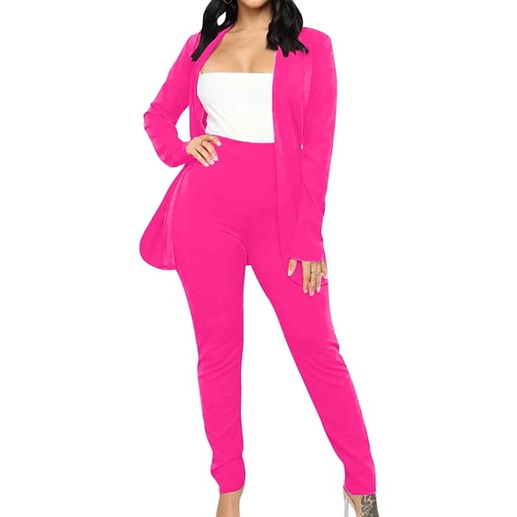 Turilly Women's Plus Size Clothes Women's Business Attire Small Suit Outfits Long Sleeve Tops Jacket and Long Pants Set