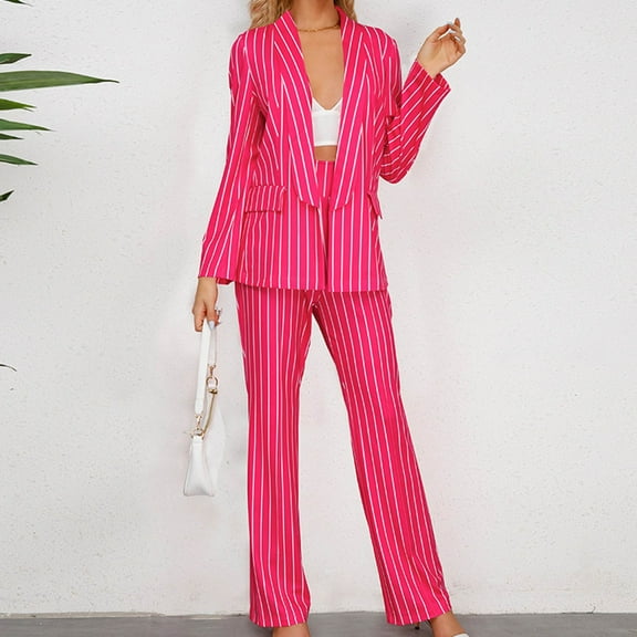 Turilly Women's Plus Size Clothes Women's Fashion Casual Long Sleeve Stripe Printing Set