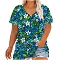 thumbnail image 1 of Turilly Women's Plus Size Summer Printed Tops V-Neck Short Sleeve Casual T-Shirt, 1 of 5
