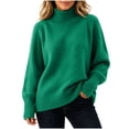 thumbnail image 1 of Turilly Women's Plus Size Turtleneck Pullover Sweater Thick Knit Long Sleeve Relaxed Fit Solid Base Layer Top, 1 of 6