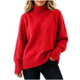 thumbnail image 1 of Turilly Women's Plus Size Turtleneck Pullover Sweater Thick Knit Long Sleeve Relaxed Fit Solid Base Layer Top, 1 of 6