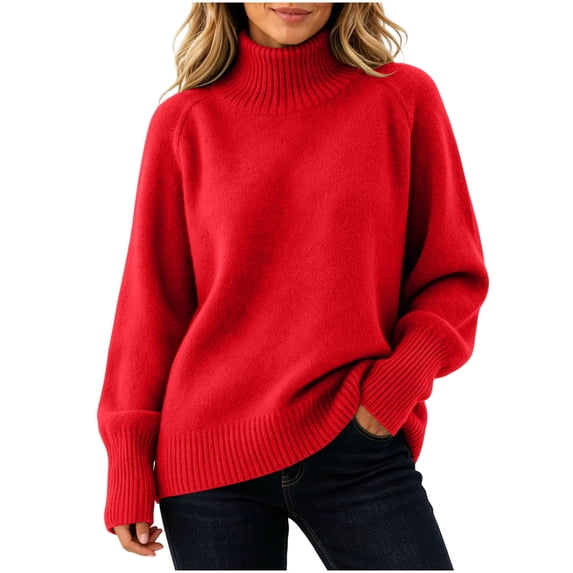 Turilly Women's Plus Size Turtleneck Pullover Sweater Thick Knit Long Sleeve Relaxed Fit Solid Base Layer Top