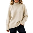 thumbnail image 1 of Turilly Women's Plus Size Turtleneck Pullover Sweater Thick Knit Long Sleeve Relaxed Fit Solid Base Layer Top, 1 of 6