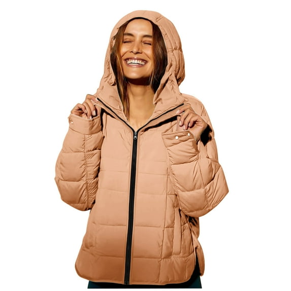 Turilly Women's Pullover Puffer Jackets Winter Warm Hoodie Padded Coats Quilted Sleeve Uniform Solid Color Casual Outerwear with Pocket