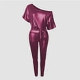 thumbnail image 1 of Turilly Women's Rompers Fashionable Faux Leather Strap Off Shoulder Bodysuit Lady's Jumpsuits, 1 of 3