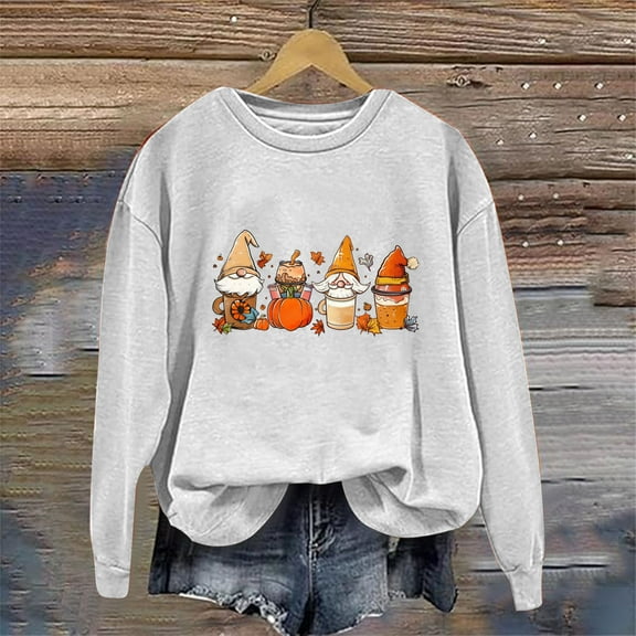 Turilly Women's Round Neck Printed Long Sleeve Hoodless Sweatshirts Top