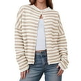 thumbnail image 1 of Turilly Women's Soft Striped Knit Sweaters Cardigan With Breasted Button Front And Round Neck, 1 of 3