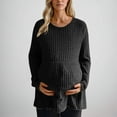 thumbnail image 1 of Turilly Women's Solid Color Pregnant Women's Clothing Striped Knitted Sweater Top, 1 of 8
