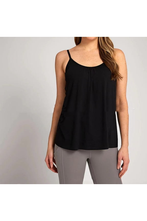 Women's Solid Color Push-Up Padded Loose Round-Neck Camisole