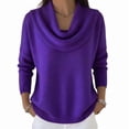 thumbnail image 1 of Turilly Women's Solid Cowl Neck Sweater Long Sleeve Knit Pullover Top for Weekend Relax and Easy Outings, 1 of 3