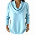 thumbnail image 1 of Turilly Women's Solid Cowl Neck Sweater Long Sleeve Knit Pullover Top for Weekend Relax and Easy Outings, 1 of 4