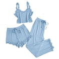 thumbnail image 1 of Turilly Women's Solid Lace Patchwork Pajama Sets Three Piece Women's Home Clothes, 1 of 4