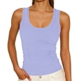 thumbnail image 1 of Turilly Women's Solid U-Neck Ribbed Knit Tank Tops Side Ruched Slim Fit Sleeveless Casual Blouses for Summer Daily Wear, 1 of 6
