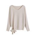 thumbnail image 1 of Turilly Women's Solid V-neck Sweaters with Loose Drawstring Pullover Knitted Sweater Tops, 1 of 6