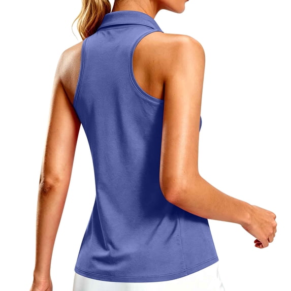 Turilly Women's Solid Zip Front Collared Tank Tops Racerback Quick Dry Sleeveless Golf Athletic Shirts for Sports Daily Wear