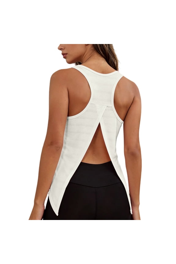 Women's Split Back Racerback Tank Tops Sleeveless Breathable Workout Gym Top