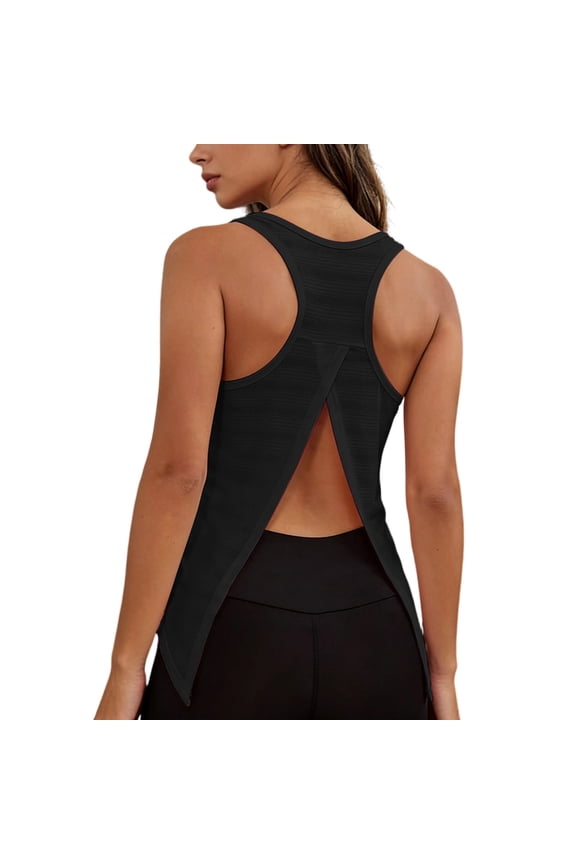 Women's Split Back Racerback Tank Tops Sleeveless Breathable Workout Gym Top