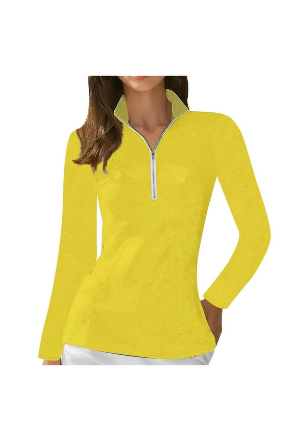 Women's Sports Style Sportswear Baseball Zipper V-Neck Long Sleeved Pullover Breathable Sweat Wicking Functional Suit Top