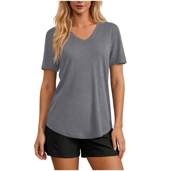 Turilly Women's UPF 50+ Sun Protective Casual Tops Loose Fit Solid Color Round Neck Short Sleeve Tee
