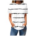 thumbnail image 1 of Turilly Womens Blouses And Tops Dressy Women Striped Printed Short Sleeve Round-Neck Pullover Blouse T-Shirt Casual Loose Tops, 1 of 3