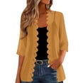 thumbnail image 1 of Turilly Womens Casual Lace Trim Chiffon Open Front Cardigans 3/4 Sleeve Lightweight Layering Shrug, 1 of 6