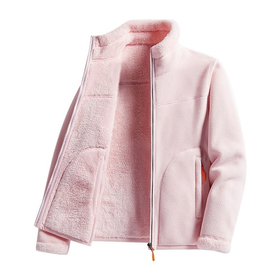 Turilly Womens Casual Sherpa Pullovers Women's Fuzzy Fleece Double-Sided Wearable Thick Cardigan Long Sleeved Stand Collar Jacket