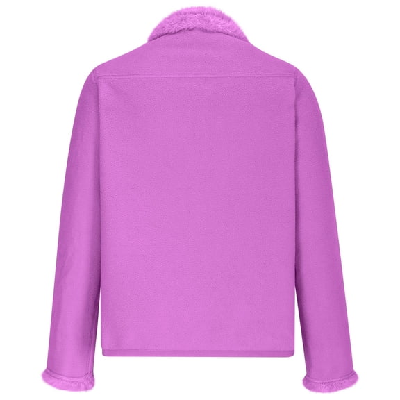 Turilly Womens Casual Sherpa Pullovers Women's Fuzzy Fleece Double-Sided Wearable Thick Cardigan Long Sleeved Stand Collar Jacket
