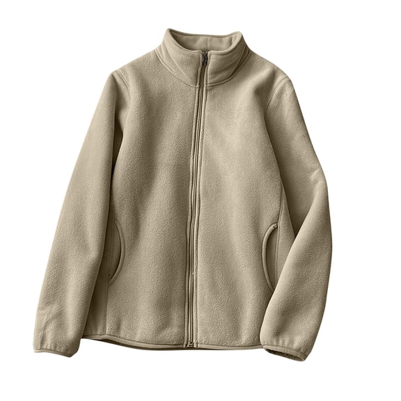 Turilly Womens Fuzzy Fleece Sherpa Pullovers Women's Casual Long-Sleeved Hoodless Zipper Jacket