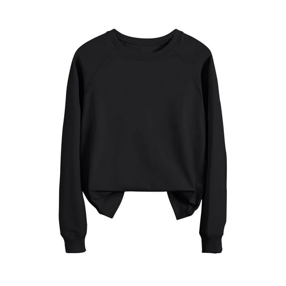 Turilly Womens Hoodless Sweathirts Women's Solid Color Shoulder Long Sleeved Hoodie Sweatshirt Round Neck Top