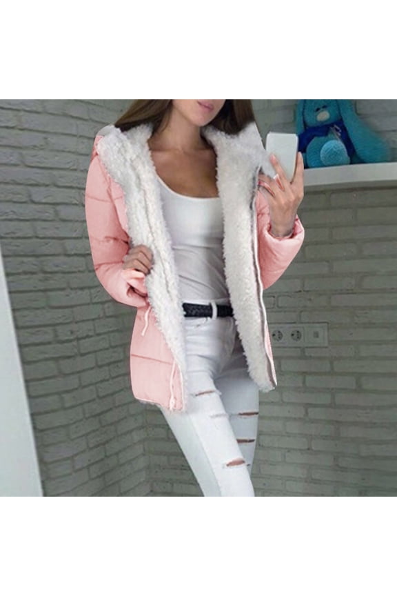 Womens Jackets Ladies Fashion Women Winter Thicken Coats Long Sleeve Warm Jacket Outerwear Zipper Coat