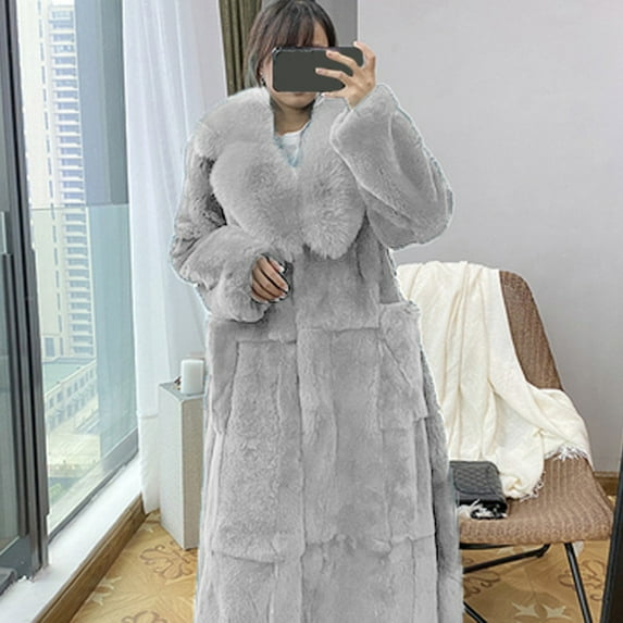 Turilly Womens Jackets Ladies Women Plus Size Luxury Faux Furs Coat Warm Outerwear Long Coat